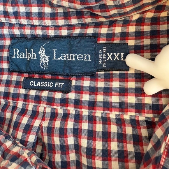 Ralph Lauren Classic Fit Men's XXL Button Down Shirt Gingham Check Red Blue Pony - Picture 5 of 9